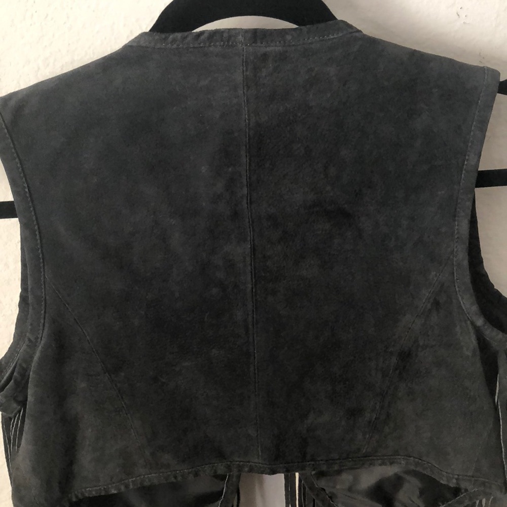 Rudsak 100% leather fringe vest in dark grey - Picture 5 of 5